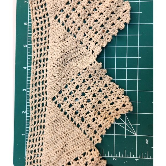 Vintage Beige Crochet Lace Trim Edging 3.5 Yards 5 in wide Handmade Cotton Craft - Picture 2 of 7